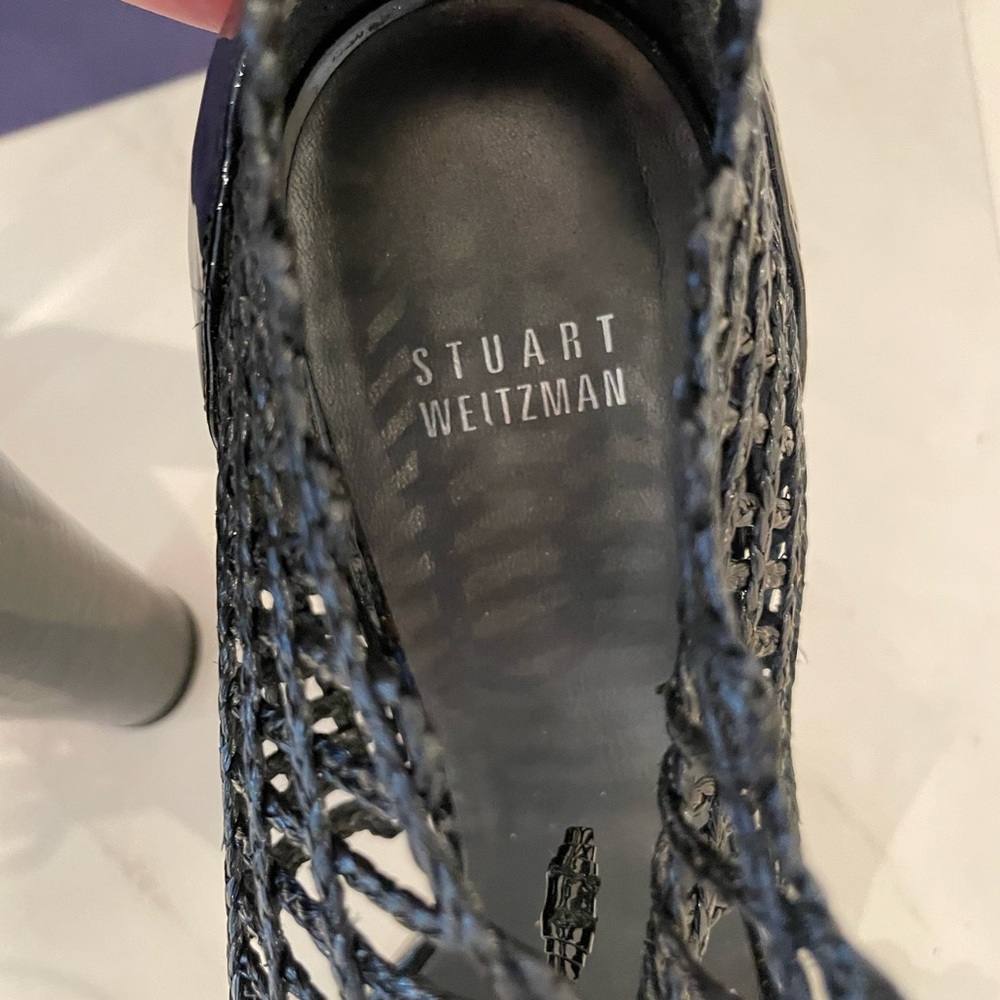 Designer Stuart Weitzman Black String Apart Flax … - image 7